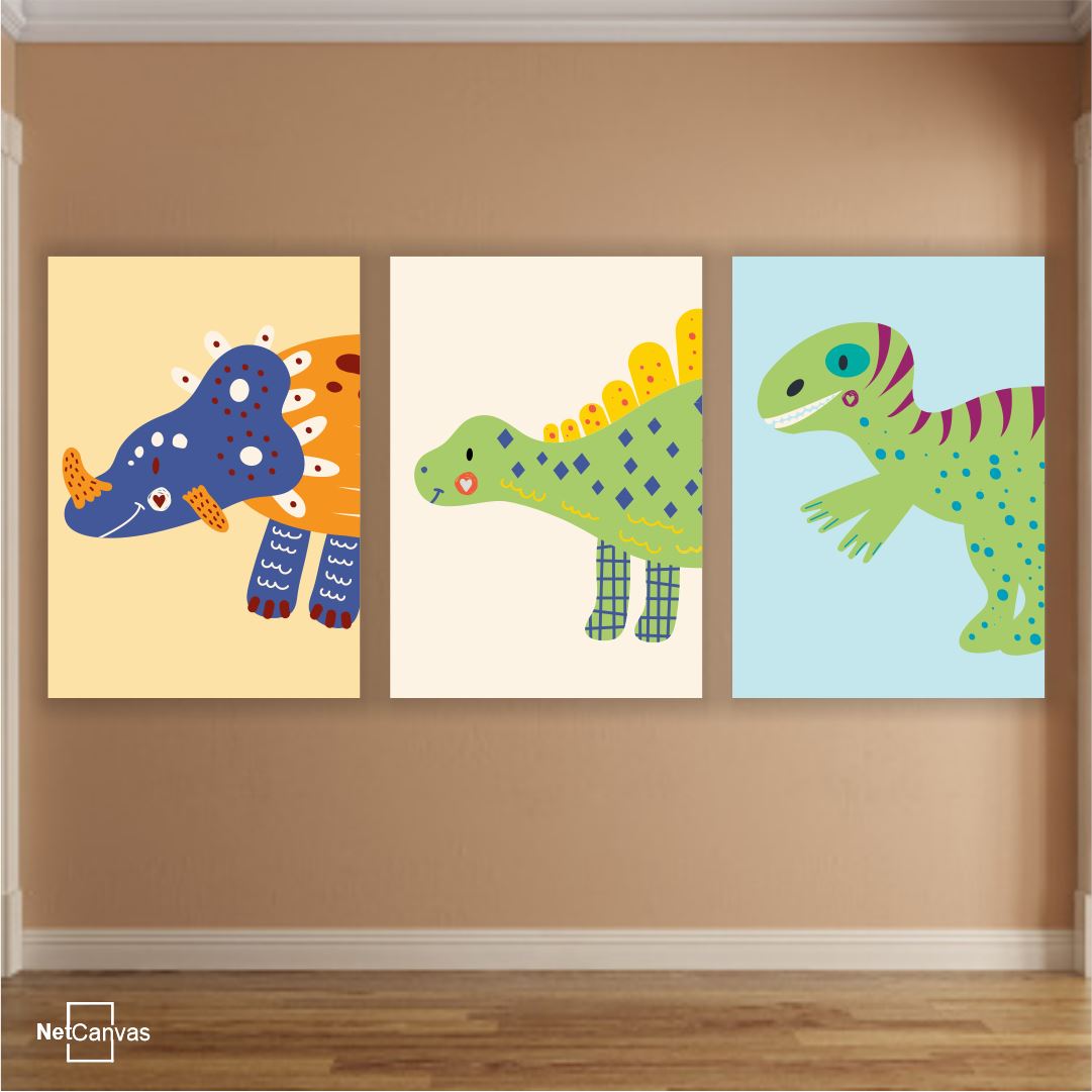 2D Dinos (Set of 3) Classic Canvas NetCanvas