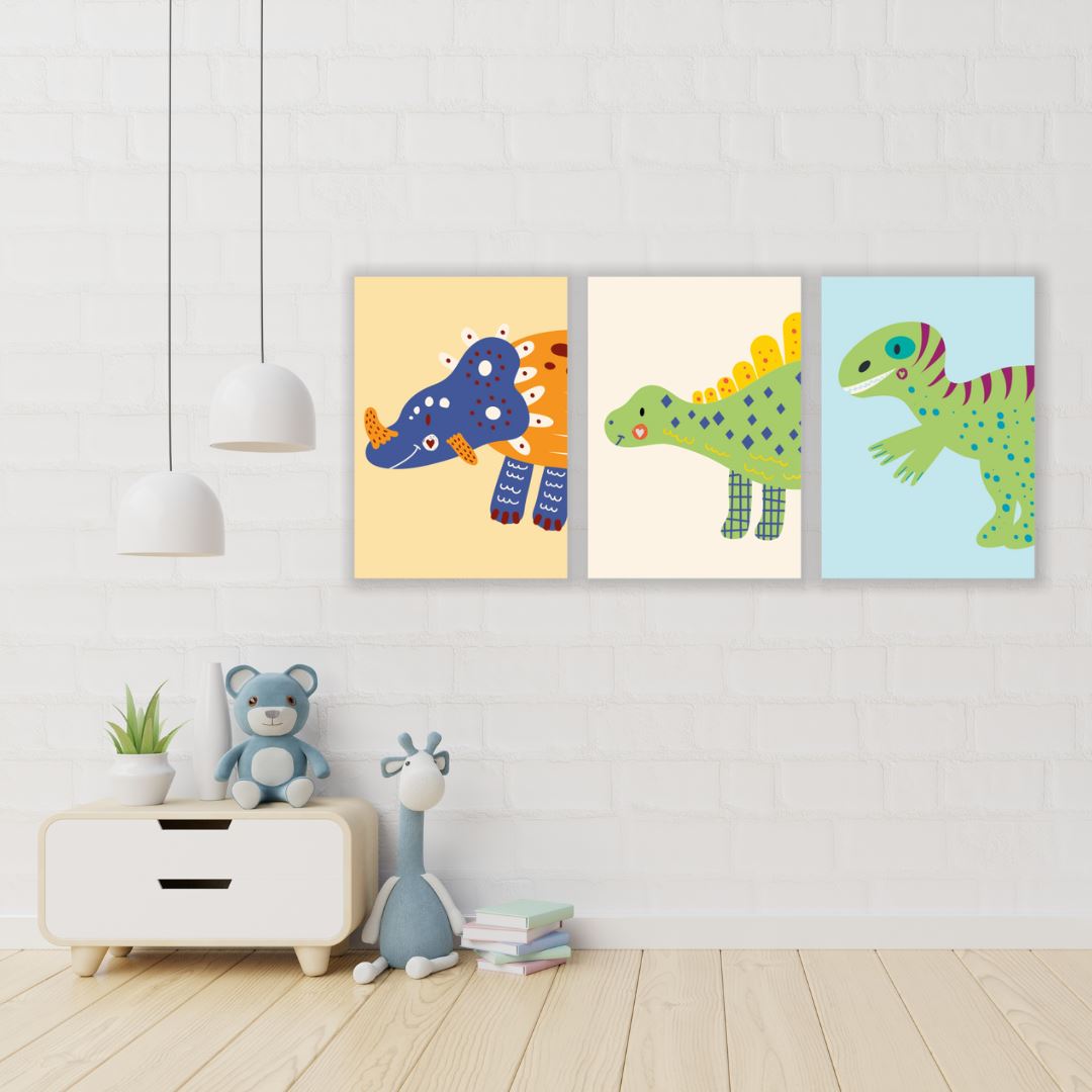 2D Dinos (Set of 3) Classic Canvas NetCanvas