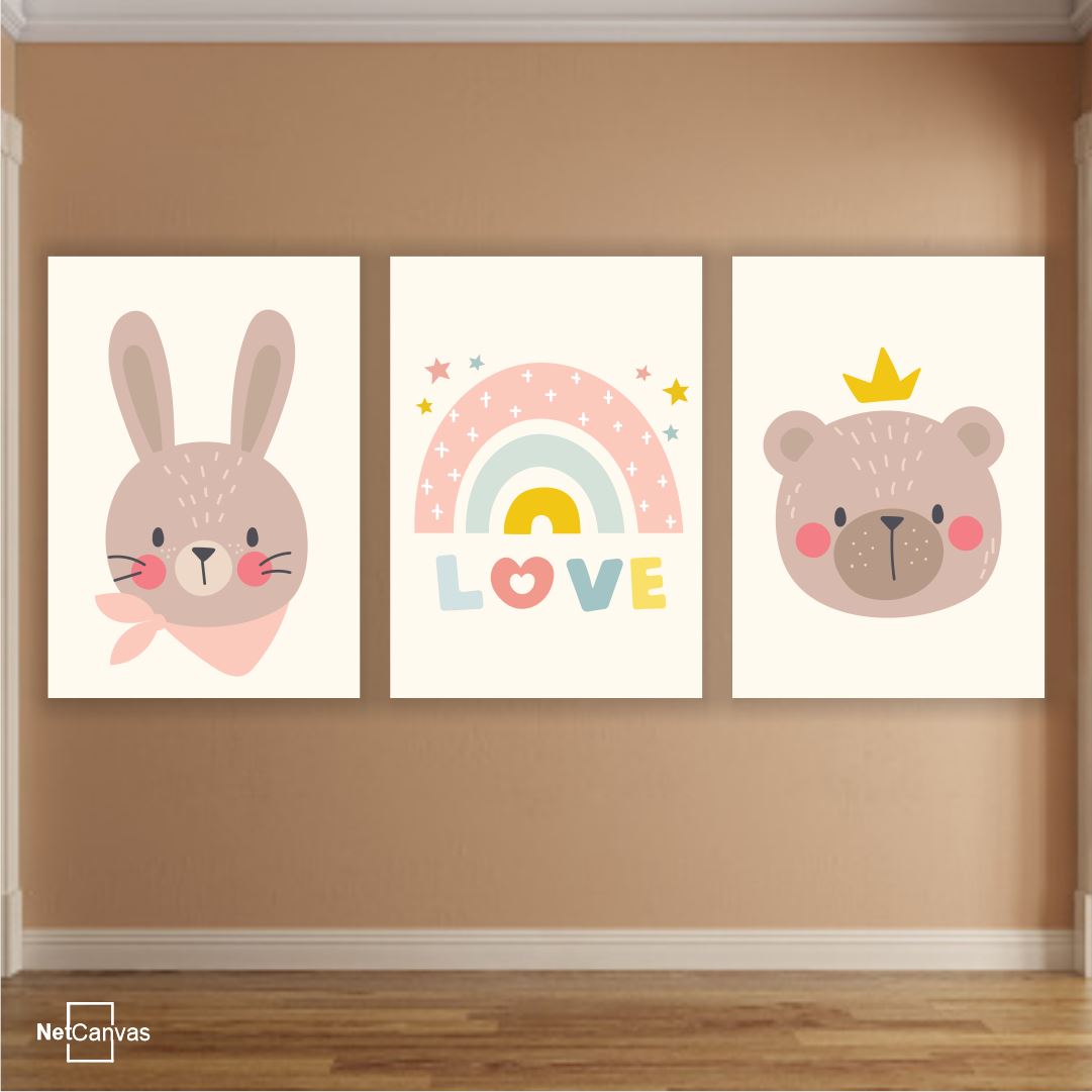 Beige Rainbow (Set of 3) Classic Canvas NetCanvas