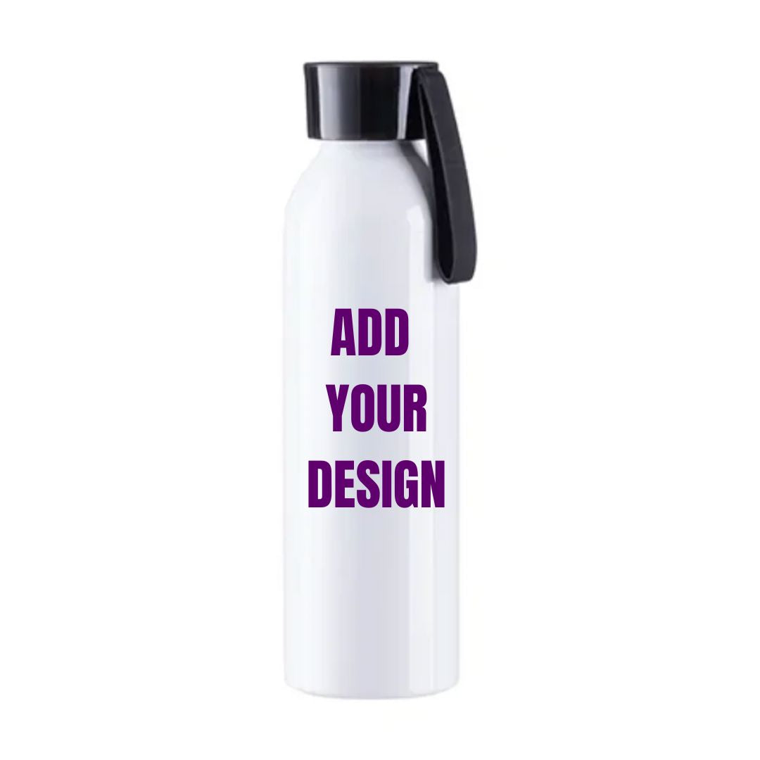 Branded 650ml Portable Sports Slim Aluminum bottle with Black Cap Classic Canvas NetCanvas