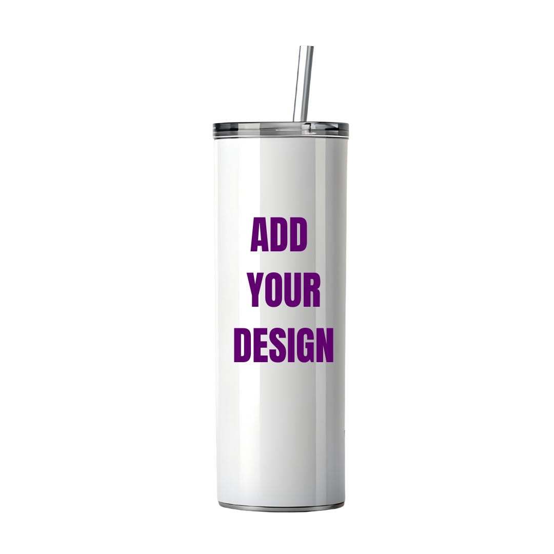 Branded White Skinny Tumbler (20oz/600ml) Classic Canvas NetCanvas