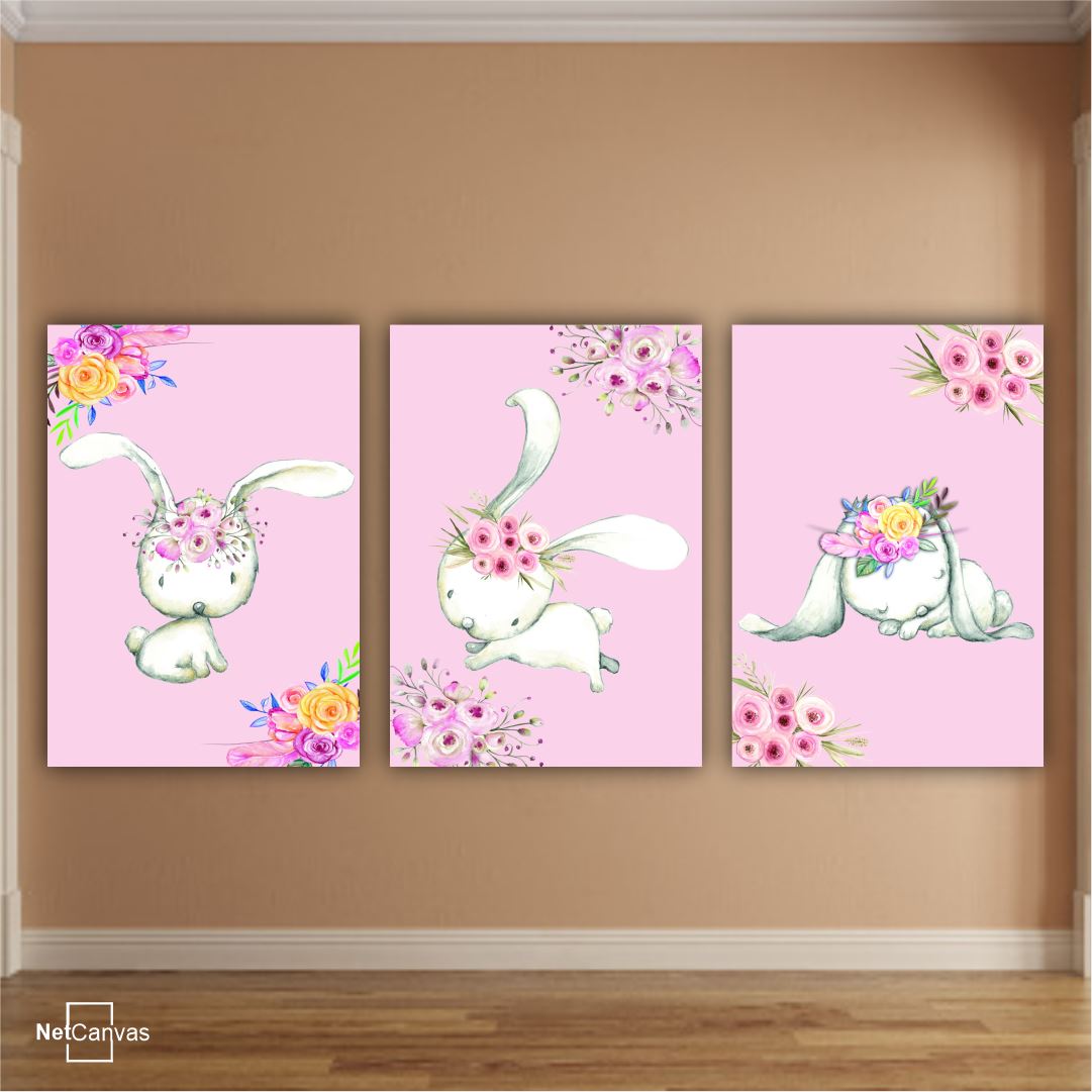 Bunny Flower (Set of 3) Classic Canvas NetCanvas