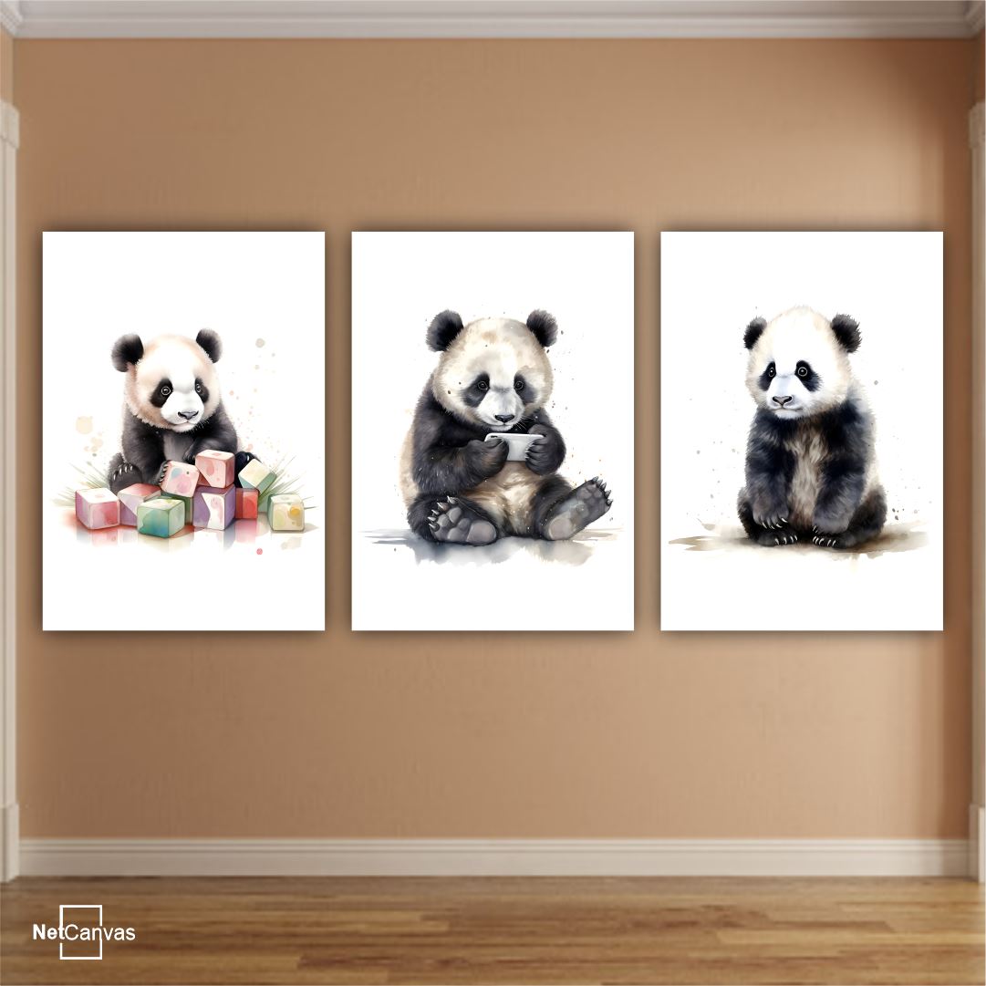 Cute Panda (Set of 3 or 6) Classic Canvas NetCanvas