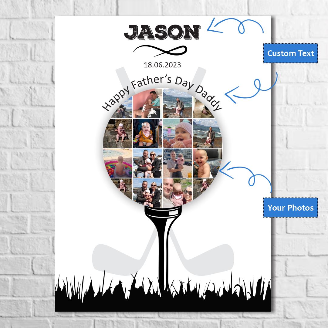 Dad Golf Ball Collage (16 Images) Canvas Classic Canvas NetCanvas