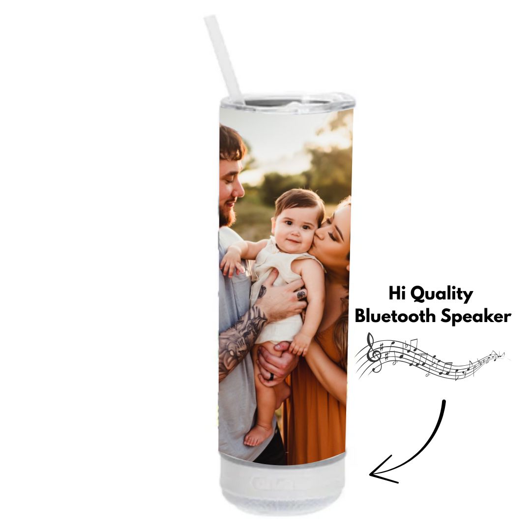 Full Photo Insulated Skinny Tumbler with detachable BLUETOOTH SPEAKER Classic Canvas NetCanvas