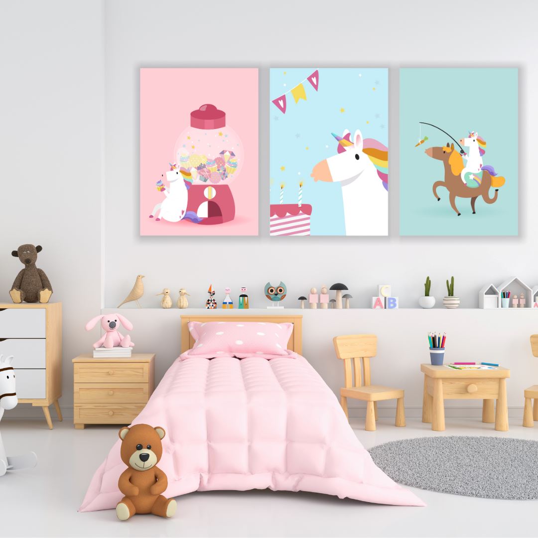 Playful Unicorns (Set of 3) Classic Canvas NetCanvas