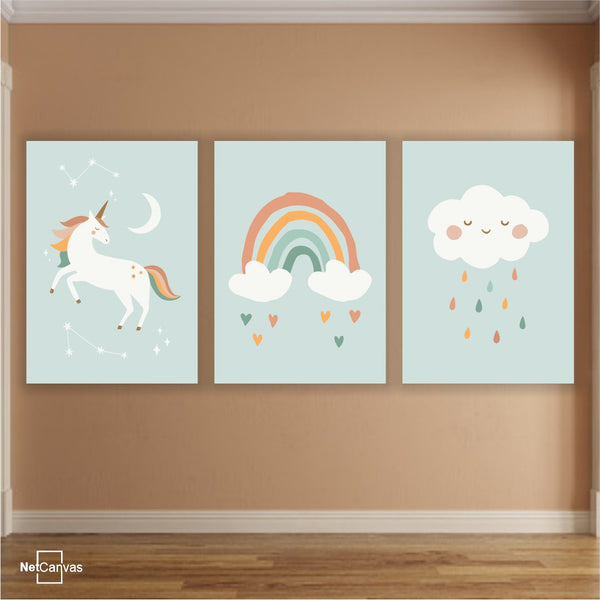 Unicorns & Rainbows (Set of 3) Classic Canvas NetCanvas 