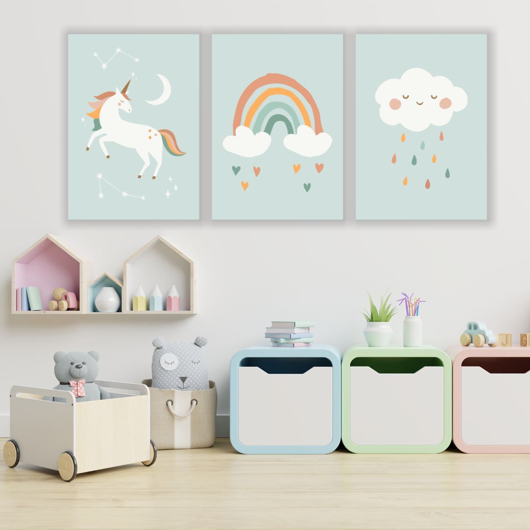 Unicorns & Rainbows (Set of 3) Classic Canvas NetCanvas
