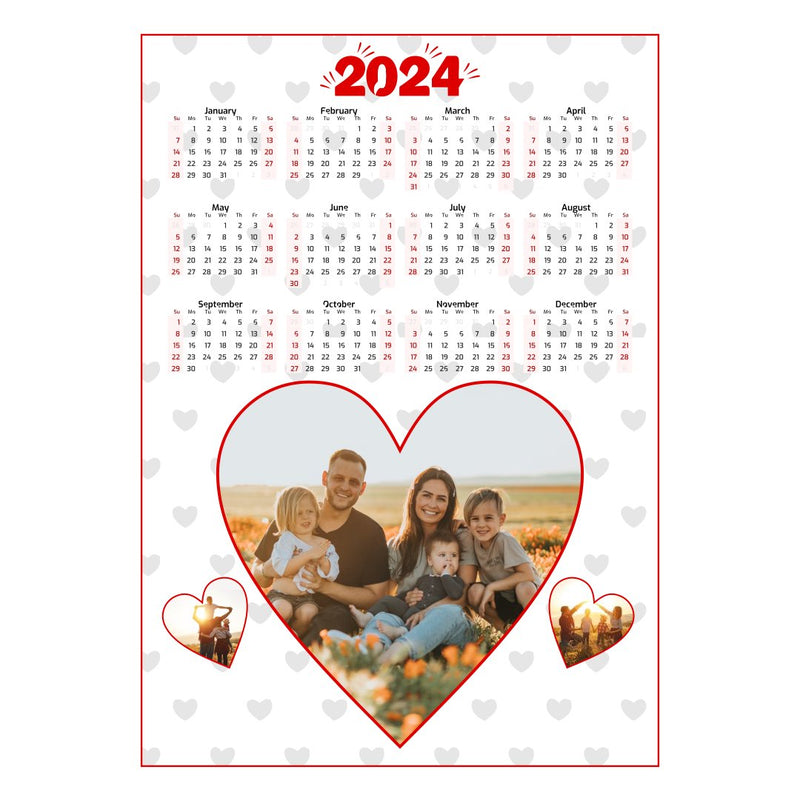 A4 Size Calendar Fridge Magnet - Valentine's Day Classic Canvas NetCanvas 