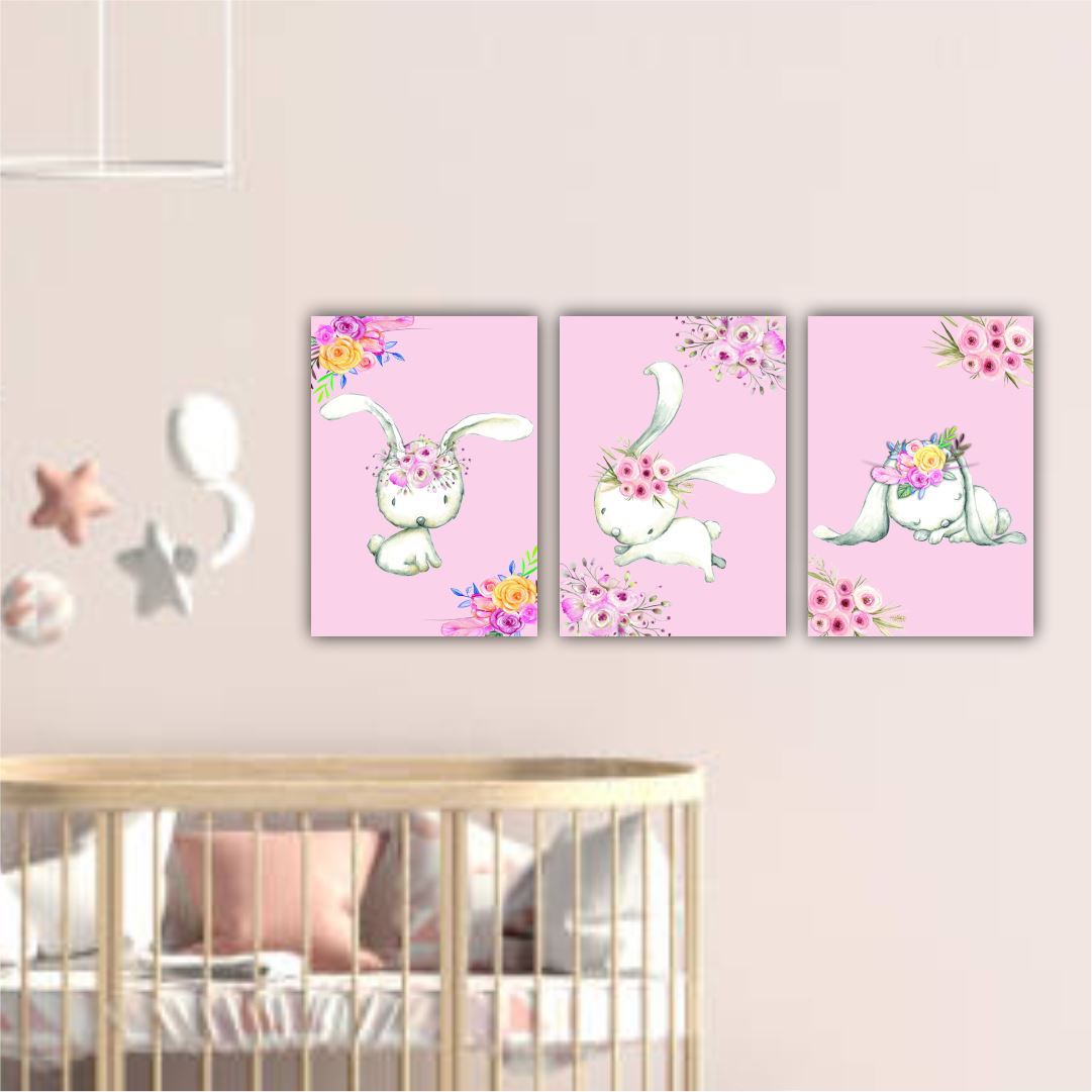 Bunny Flower (Set of 3) Classic Canvas NetCanvas 