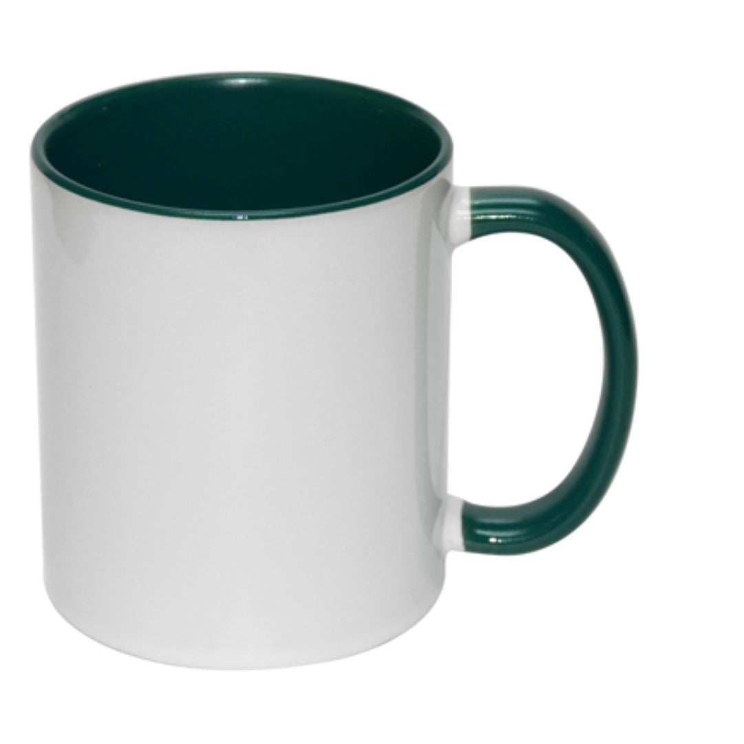 Colour Rim & Handle Photo Mug 11oz (Choose your colour) Classic Canvas NetCanvas Dark Green 