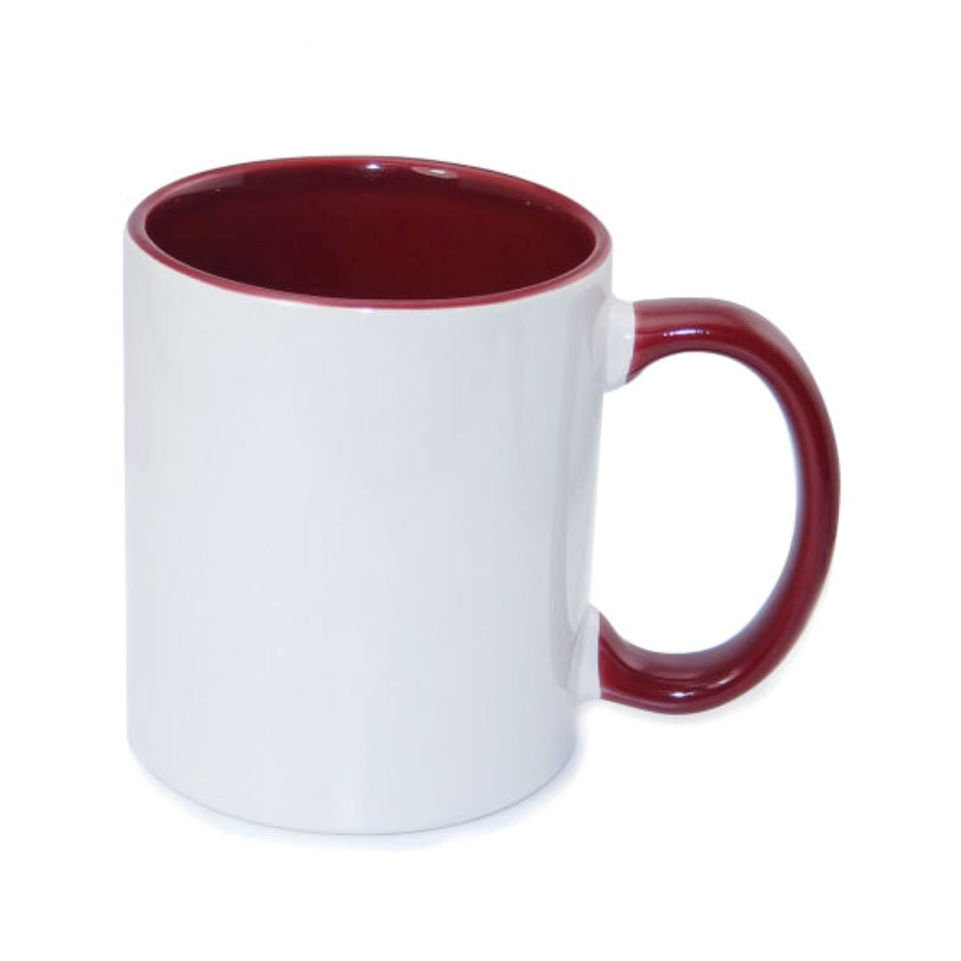 Colour Rim & Handle Photo Mug 11oz (Choose your colour) Classic Canvas NetCanvas Maroon 