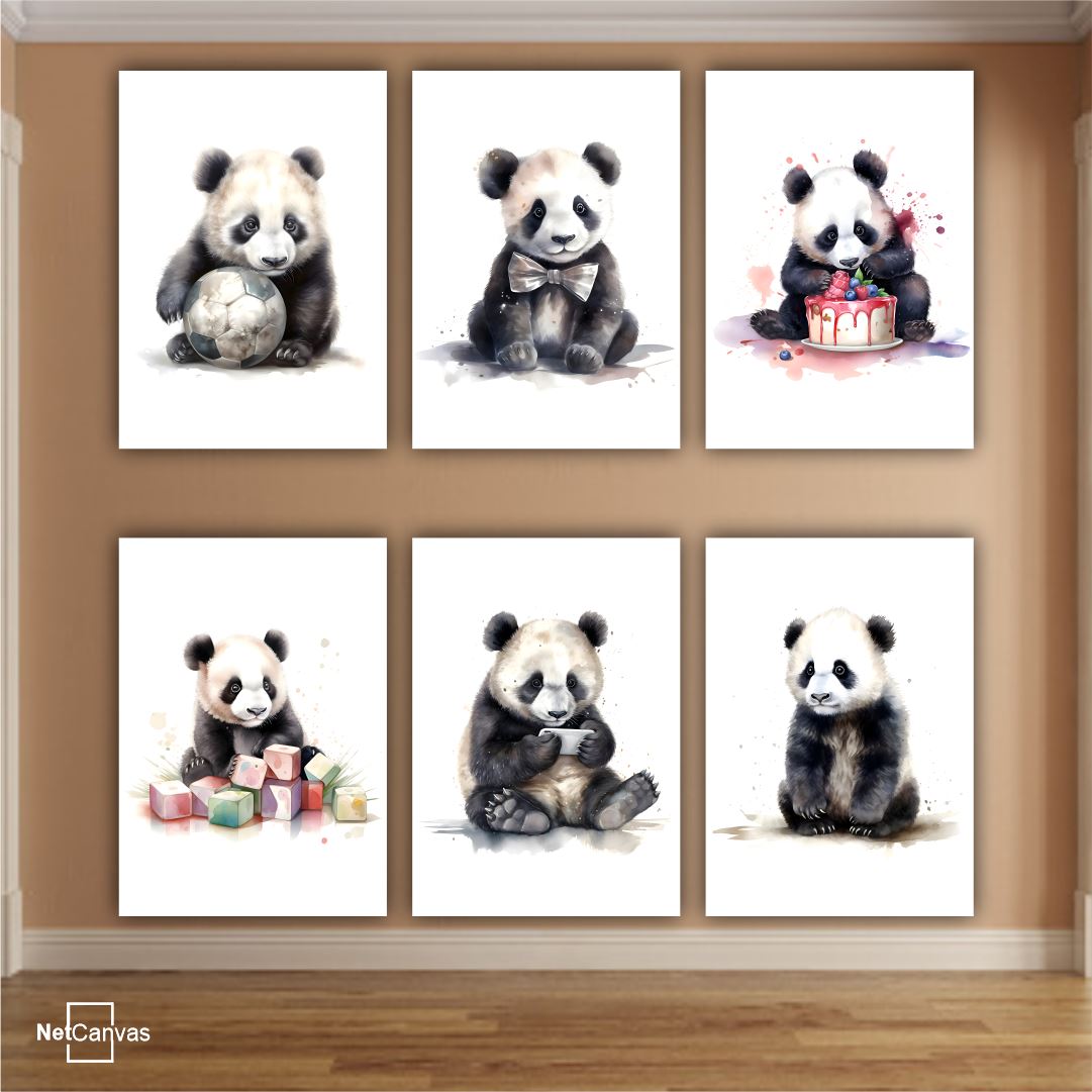 Cute Panda (Set of 3 or 6) Classic Canvas NetCanvas 