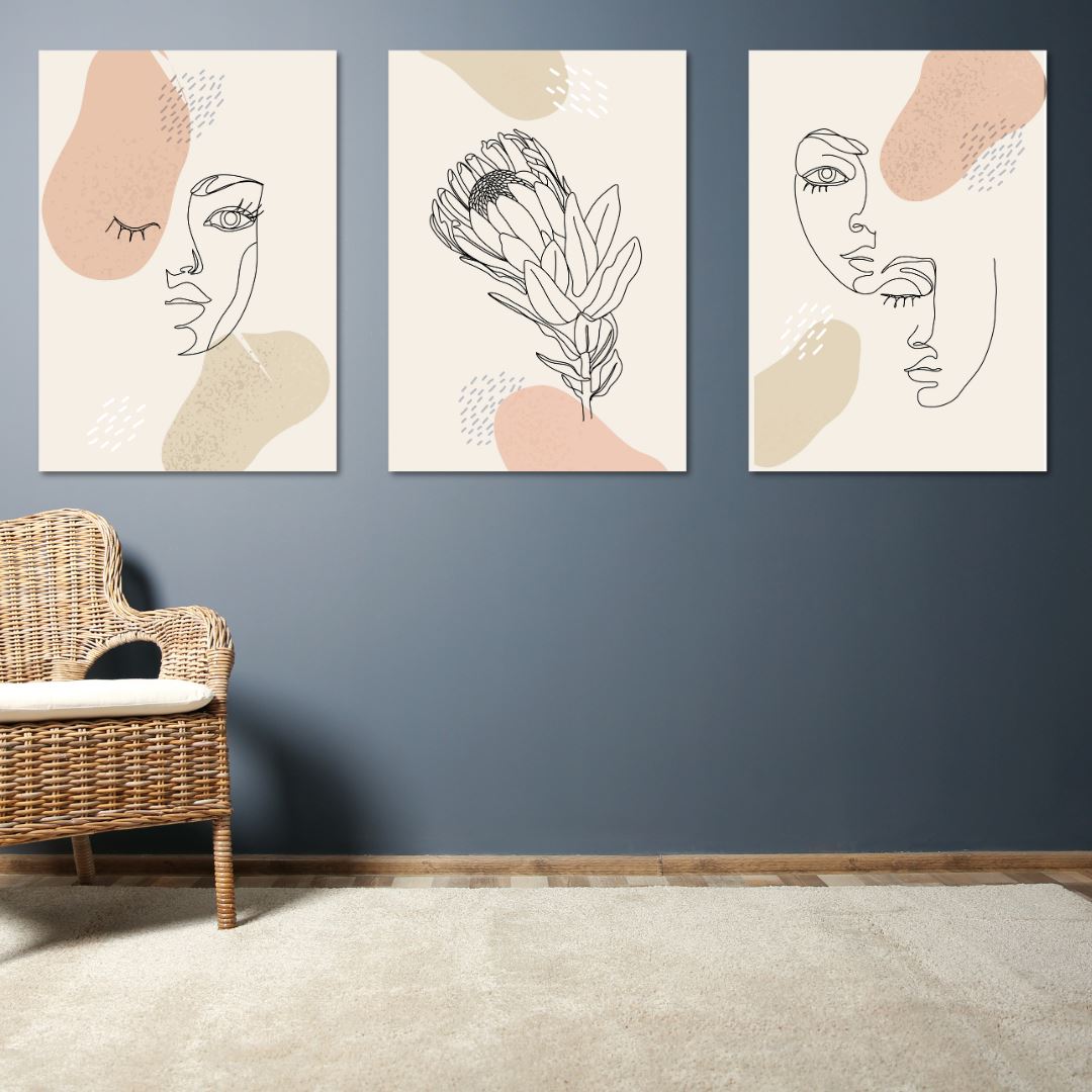 Elegant Line Art (Set of 3) Classic Canvas NetCanvas 