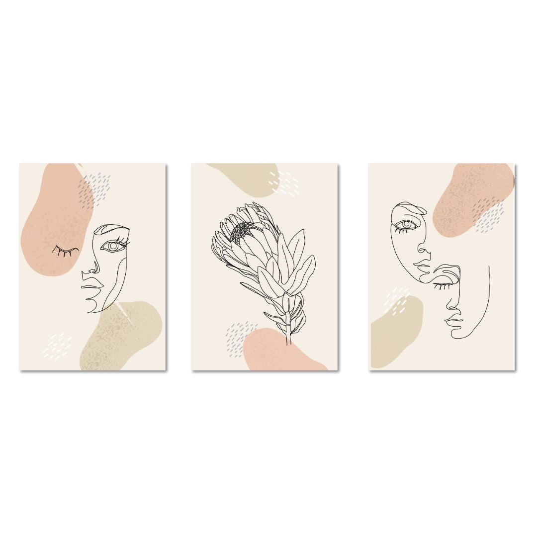 Elegant Line Art (Set of 3) Classic Canvas NetCanvas 