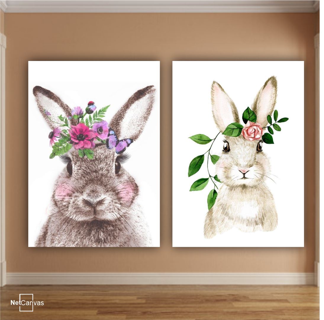 Flower Bunnies (Set of 2) Classic Canvas NetCanvas 