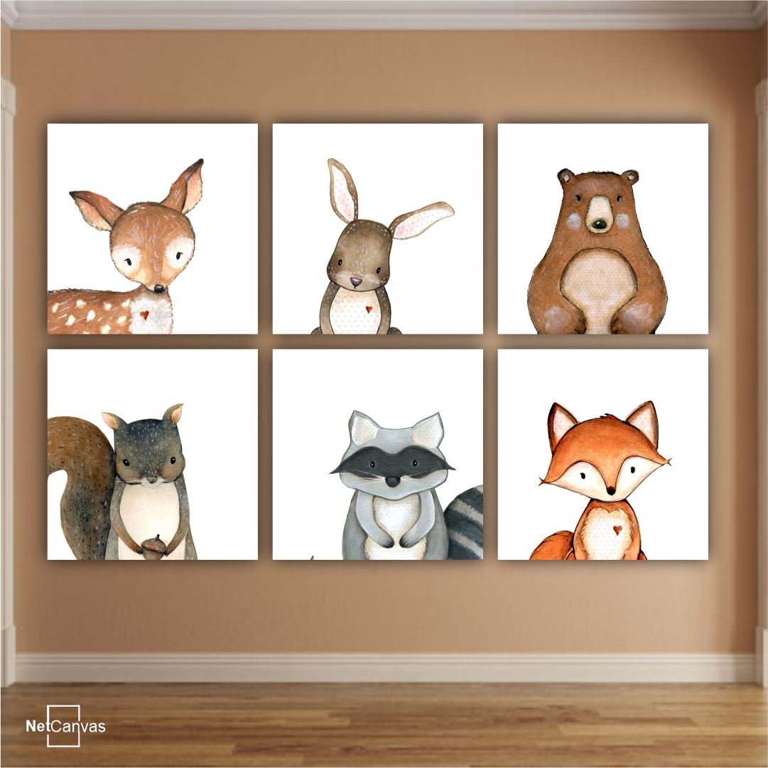 Forrest Friends (Set of 3 or 6) SQUARES 297*297mm Classic Canvas NetCanvas 