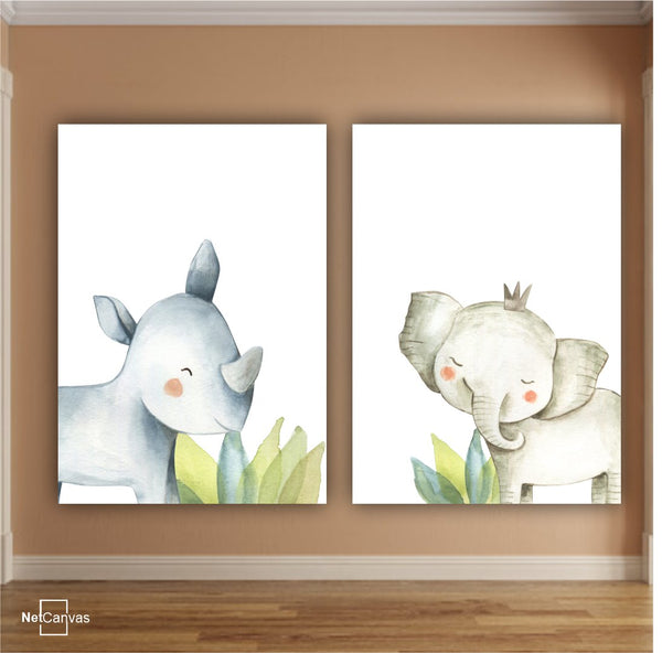 Happy Rhino (Set of 2) Classic Canvas NetCanvas 