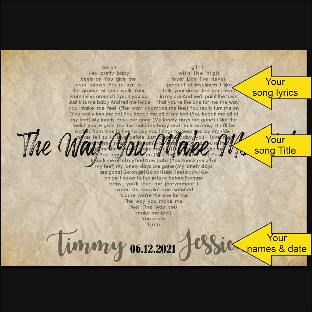 Heart Shaped Song Lyrics on Canvas Classic Canvas NetCanvas 