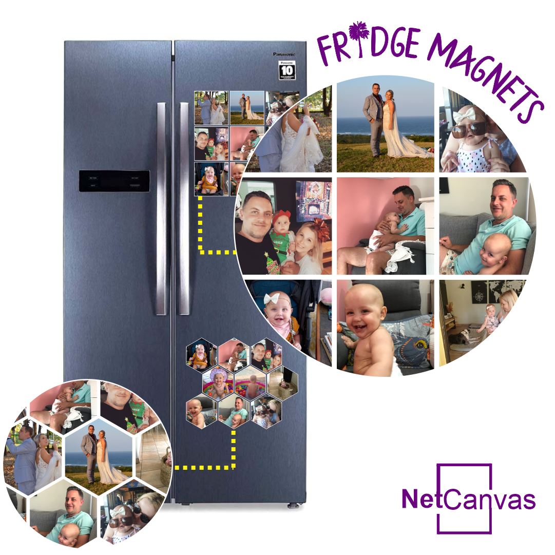 Hexagon Fridge Magnet (10cm x 10cm) - Set of 10, 14, 17 or 21 Classic Canvas NetCanvas 