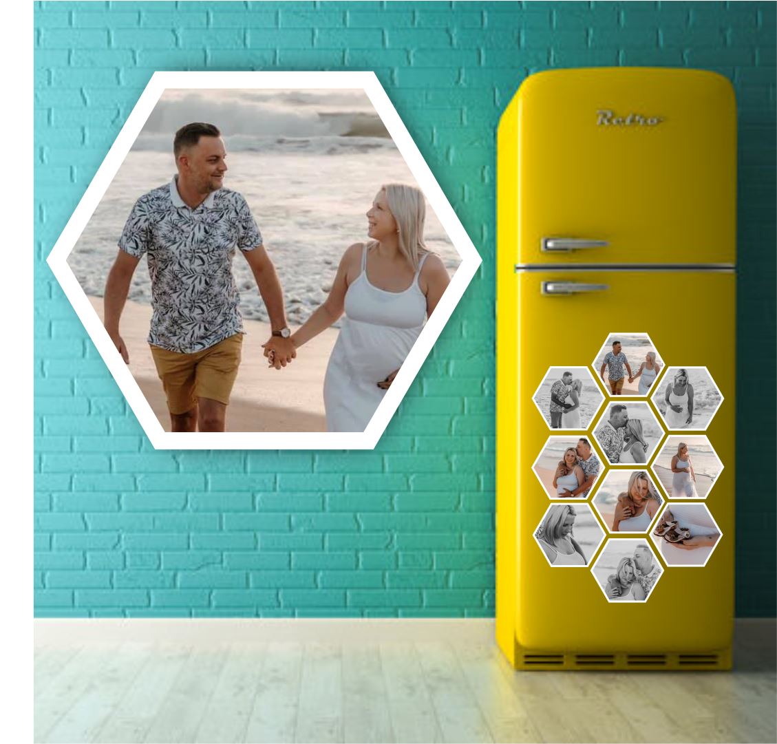Hexagon Fridge Magnet (10cm x 10cm) - Set of 10, 14, 17 or 21 Classic Canvas NetCanvas 