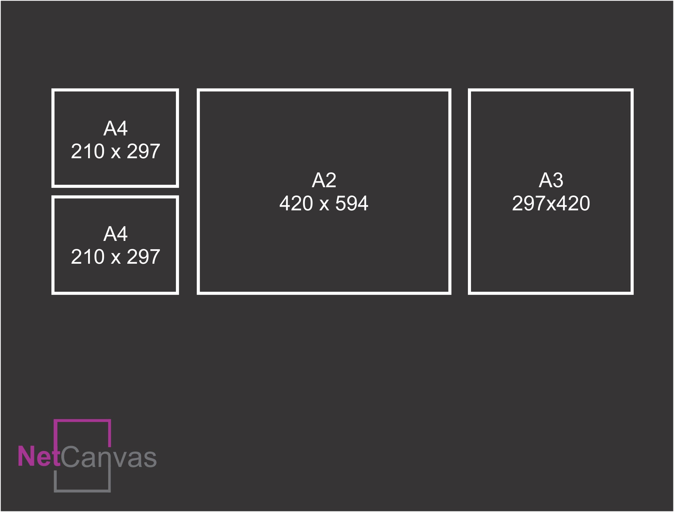 1 x A2, 1 x A3, 2 x A4 Canvas Combo Classic Canvas NetCanvas 