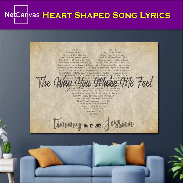 Heart Shaped Song Lyrics on Canvas Classic Canvas NetCanvas 